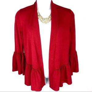 Alfani Open Front Cardigan with Flounce Accents